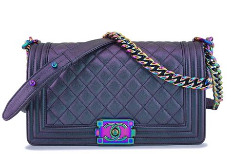 mermaid chanel unicorn bag|16C Chanel Purple Mermaid Classic Iridescent Boy Flap Bag .